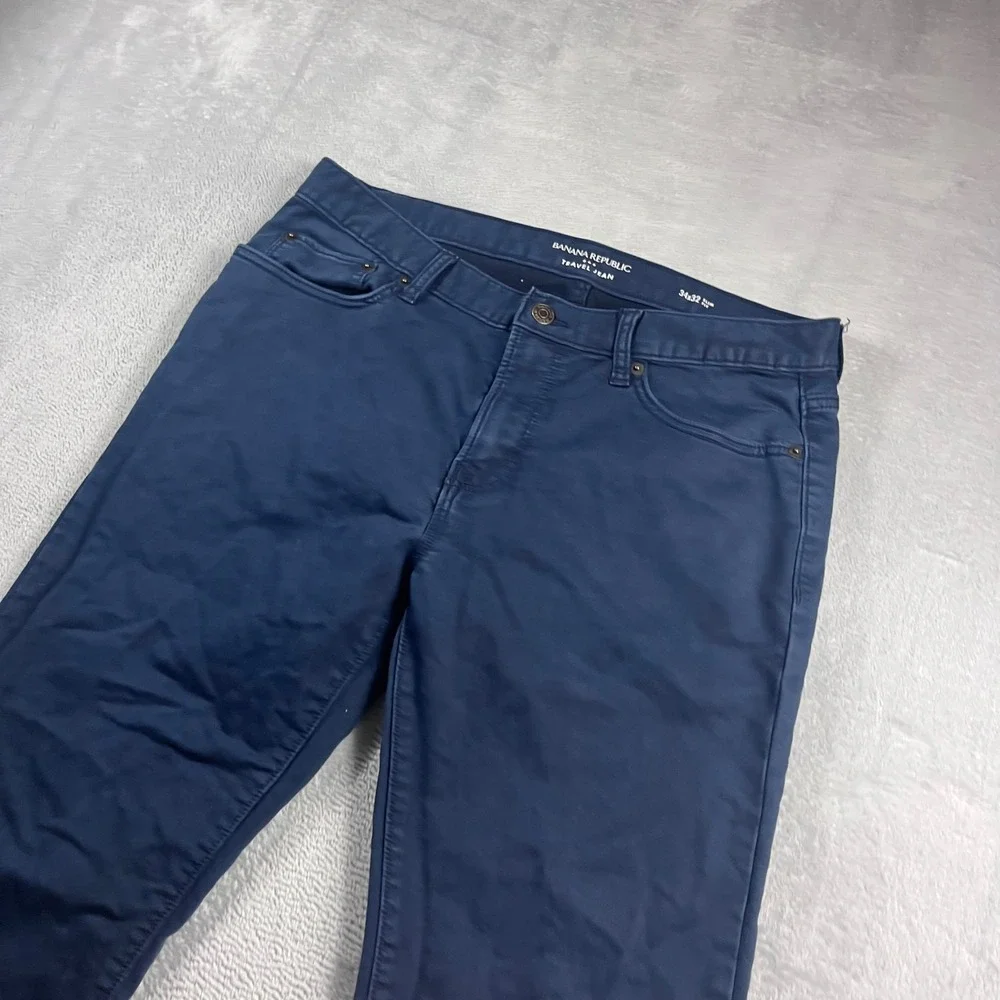 Banana Republic Travel Jean Mens 34x32 Slim Fit Navy Blue Stretch Pants
